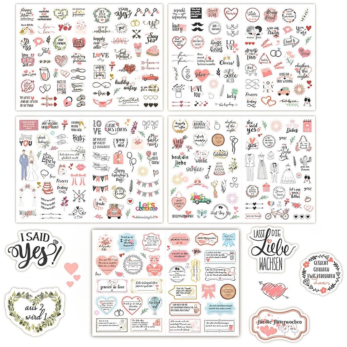 Cosensi- Stickers Bruiloft 266 Stuks - Transparante Stickers - Gastenboek Decoratie