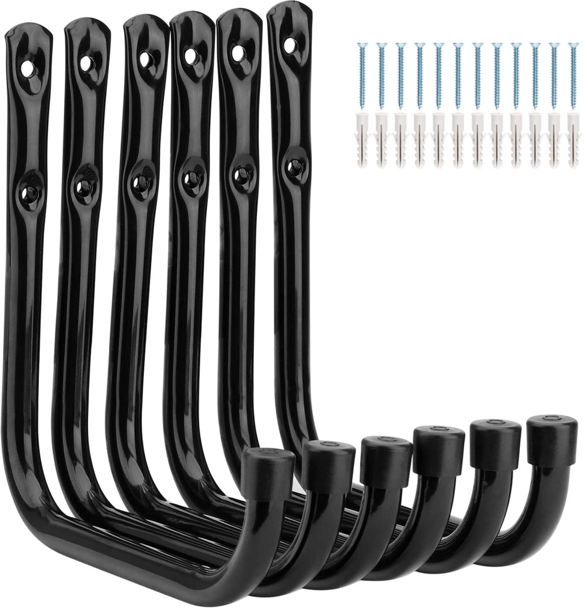 Dailygoods- Garagehaak 17cm - Opberghaken Garage - Wandmontage - Stalen Haak - 20kg Draagvermogen - Set van 6 Stuks - Opberghaak