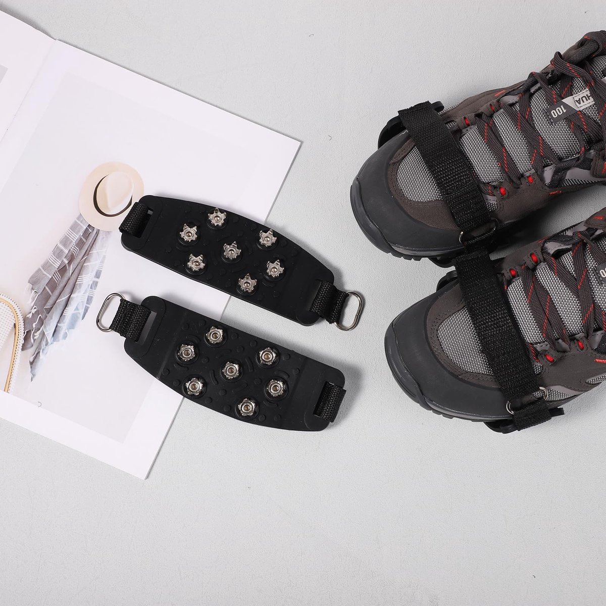 Dailygoods- Stijgijzers 7 Punts - Sneeuw Spikes voor Schoenen - Antislip Tractieschoenplaatjes - 2 Paar - Zwart - Duurzaam Materiaal - Sneeuwspikes