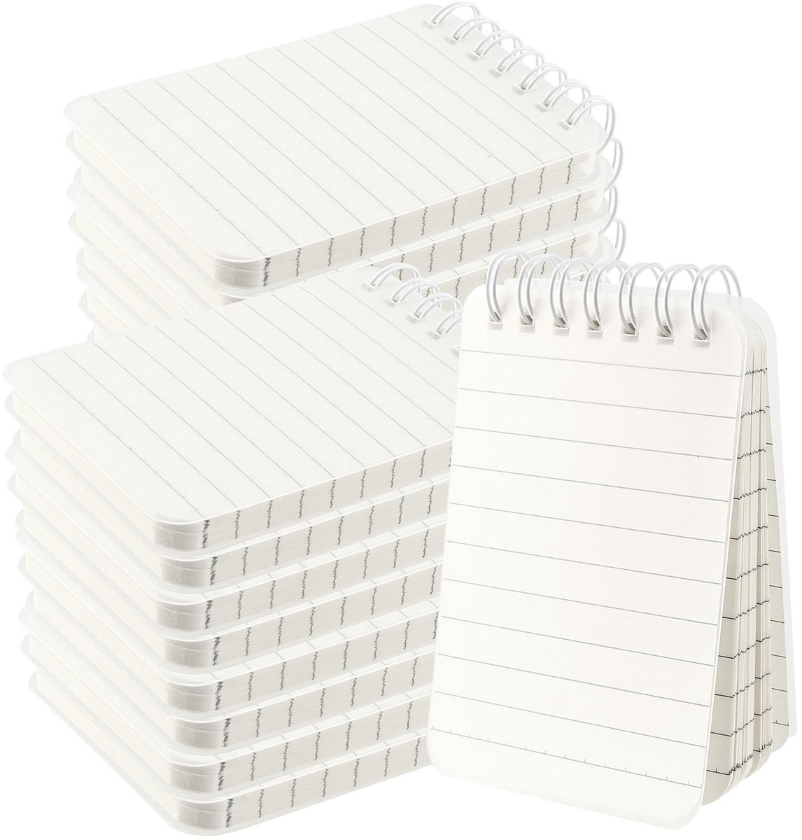 Dailygoods- Notitieblokken Set van 20 - A7 Mini Notitieblokken - 80 Vellen Gelinieerd Papier - Spiraal Gevoerd - Compact Formaat 70 x 115 mm - Doorzichtige Hoes - Notitieboekjes