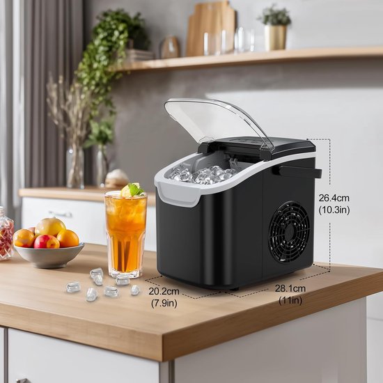 IJsblokjesmachine - IJsmaker Tafelmodel - Dranken Koelen - 8 IJsblokjes Per 6 Minuten - 12 kg Per Dag - Zilver — afbeelding 3