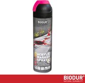 BIODUR Acryl Markeerspray - Roze - 500 ML - Fluorescerend - 360 graden Ventiel - Weer/UV-bestendig - Sneldrogend - Hoge zichtbaarheid