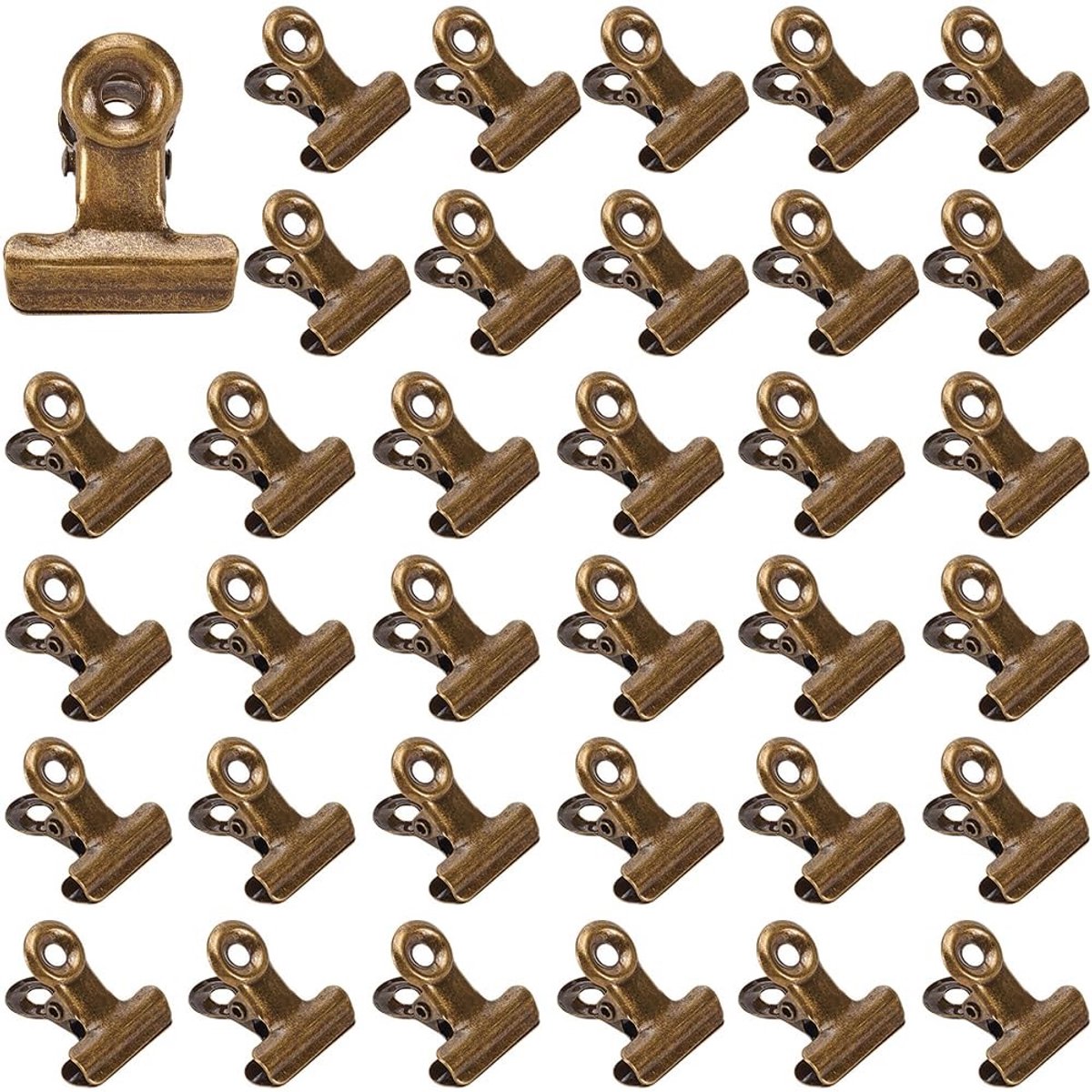 VLEMICO - 35 Stuks Bronzen Bulldog-Clips - Vintage Metalen Bindmiddel