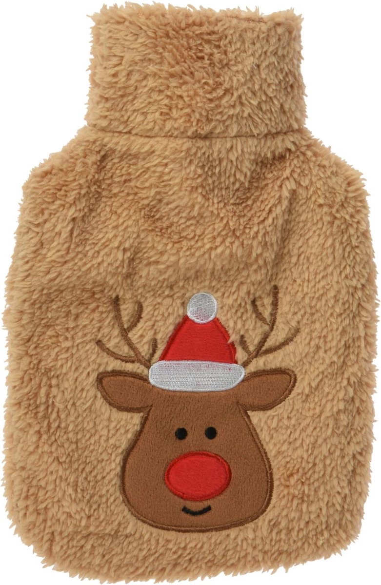 Dailygoods- Warmwaterkruik met pluche hoes - Diermotief - 0,85 liter - 28 x 18 cm - Zacht en knuffelbaar - Verwijderbare overtrek - Warmwaterfles