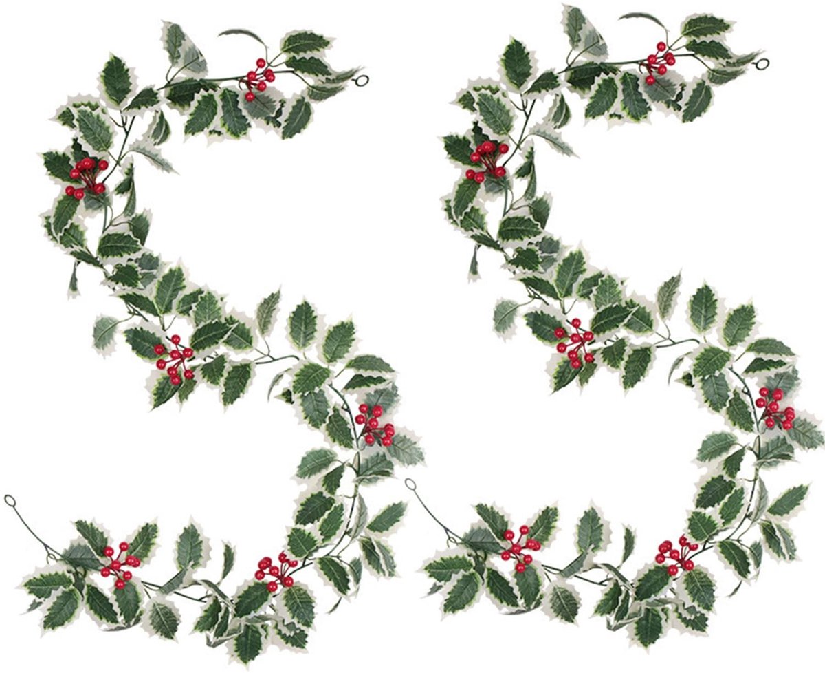 Dailygoods- Kerstslinger 2 stuks - 200 cm kunstmatige den - Bessen/bladdecoratie - Feestelijke winterdecoratie - Geschikt voor binnengebruik - Lichtgewicht en buigzaam - Kerstdecoratie