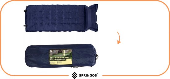 Springos Slaapmat - 200 cm - Zelfopblazend - Inclusief Hoes - Blauw — afbeelding 3