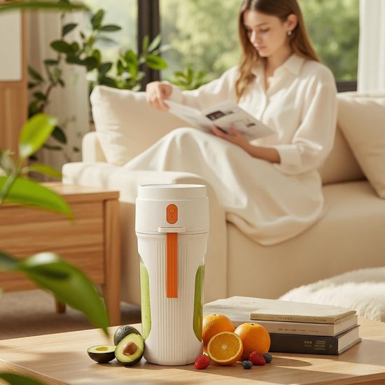 Draagbare Blender - Smoothie Maker - Gezonde Drankjes Maken - Type-C Oplaadbaar - 450 ml - Oranje — afbeelding 5