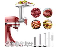 Vleesmolen attachment voor Kitchenaid Stand Mixer - worstvulling hoorns - slijpbladen - slijpschijf…