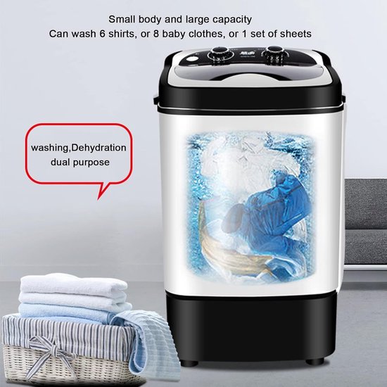 Draagbare Wasmachine Droger - Mini Compact - Kleine Wasjes - Tijdinstelling - 2 kg Capaciteit - Grijs — afbeelding 3