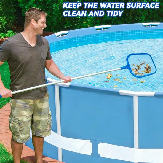 Zwembad Schepnet - Bladzuiger Set - Water Oppervlak Reinigen - Verstelbare Telescoopsteel - 160 cm Lengte - Zilver — afbeelding 5