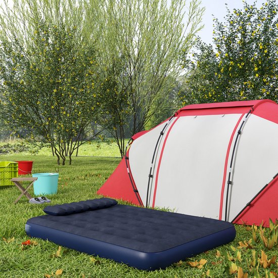Luchtbed voor 2 personen, met handpomp, zacht en duurzaam, 203 x 152 x 22 cm, blauw — afbeelding 3