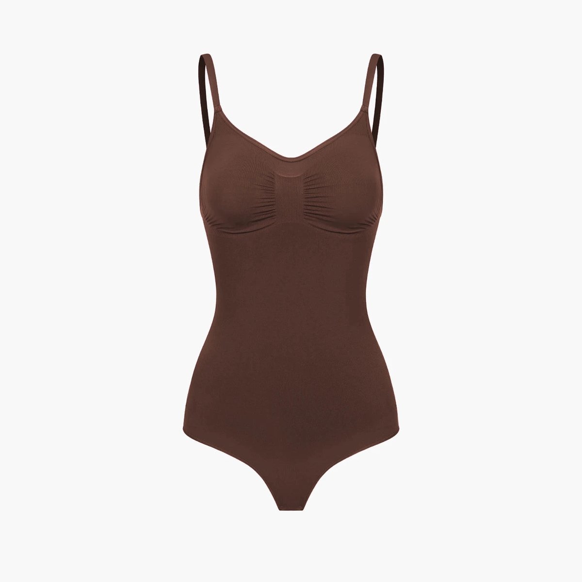 cfab - Bodysuit met corrigerende werking en koordjes - Bruin - 2XL - Corrigerende Body - Naadlos - corrigerend ondergoed dames