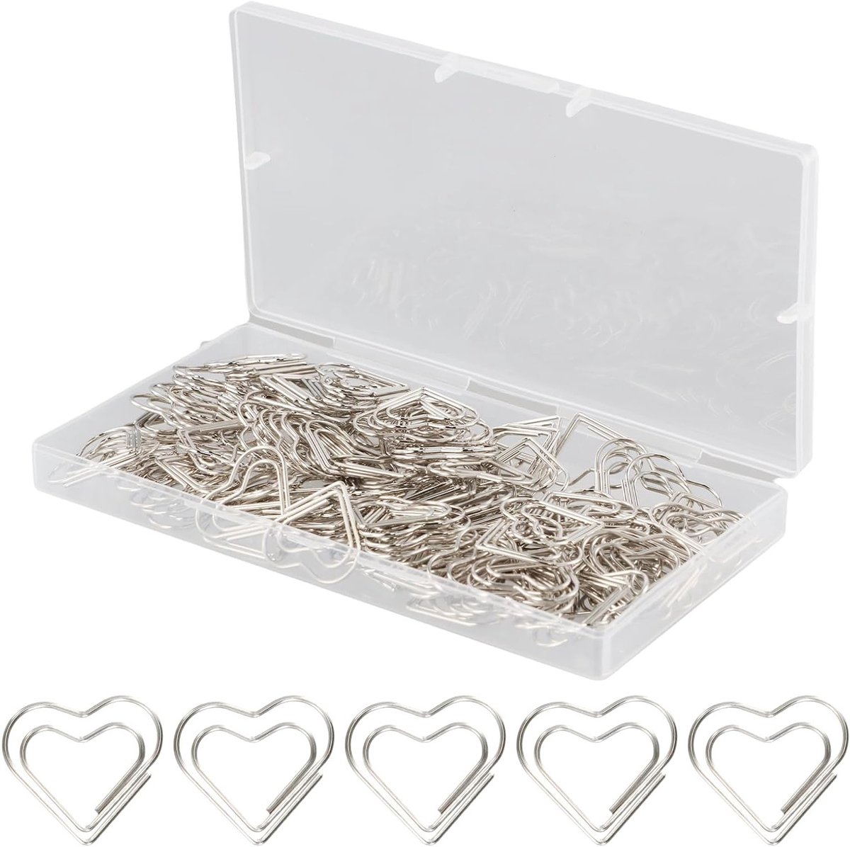 Set van 150 creatieve paperclips in hartvorm, robuust en stijlvol, perfect voor kantoor, school en decoratie, 25 x 23 mm