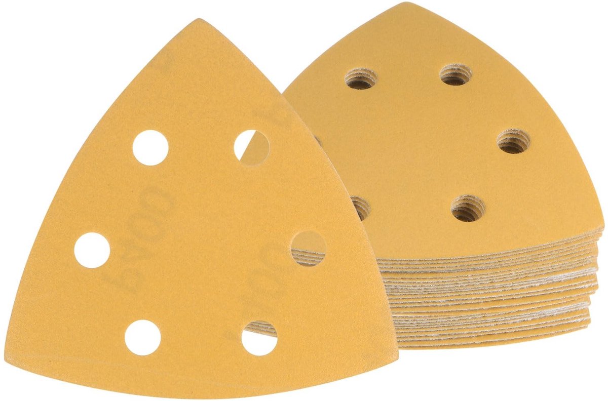 LIVIA HOME- Schuurpapier Set 24 Stuks - Driehoekig 400 Korrel - 9,9 x 9,9 x 9,9 cm - Klittenband - Aluminiumoxide - Geschikt voor Houtbewerking - Schuurpads