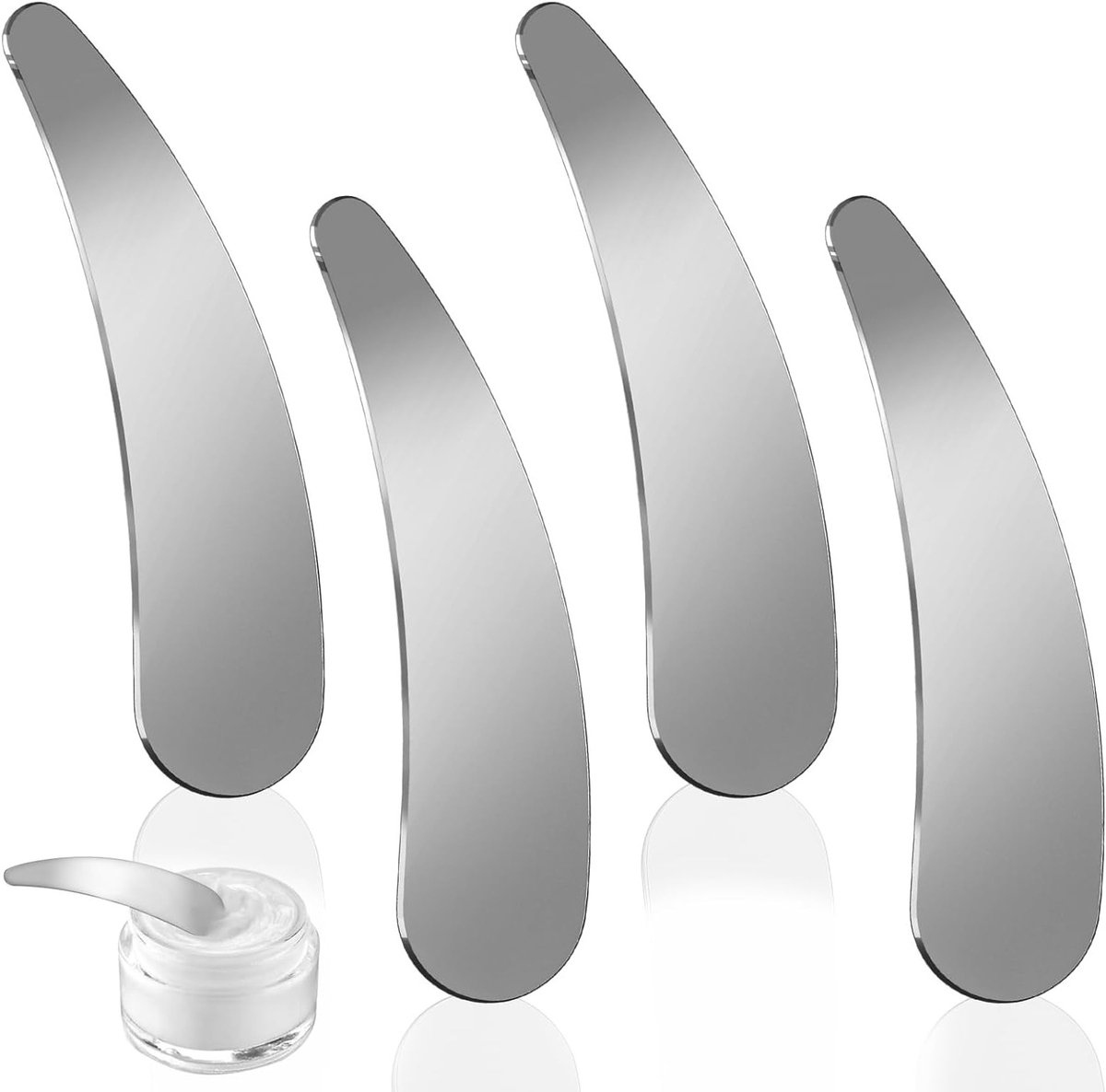 Cosmetische Spatel van Metaal voor Make-up, Mini Applicator en Beauty Scoop voor Crème, Gezichtsmasker en Lotion (Set van 4)