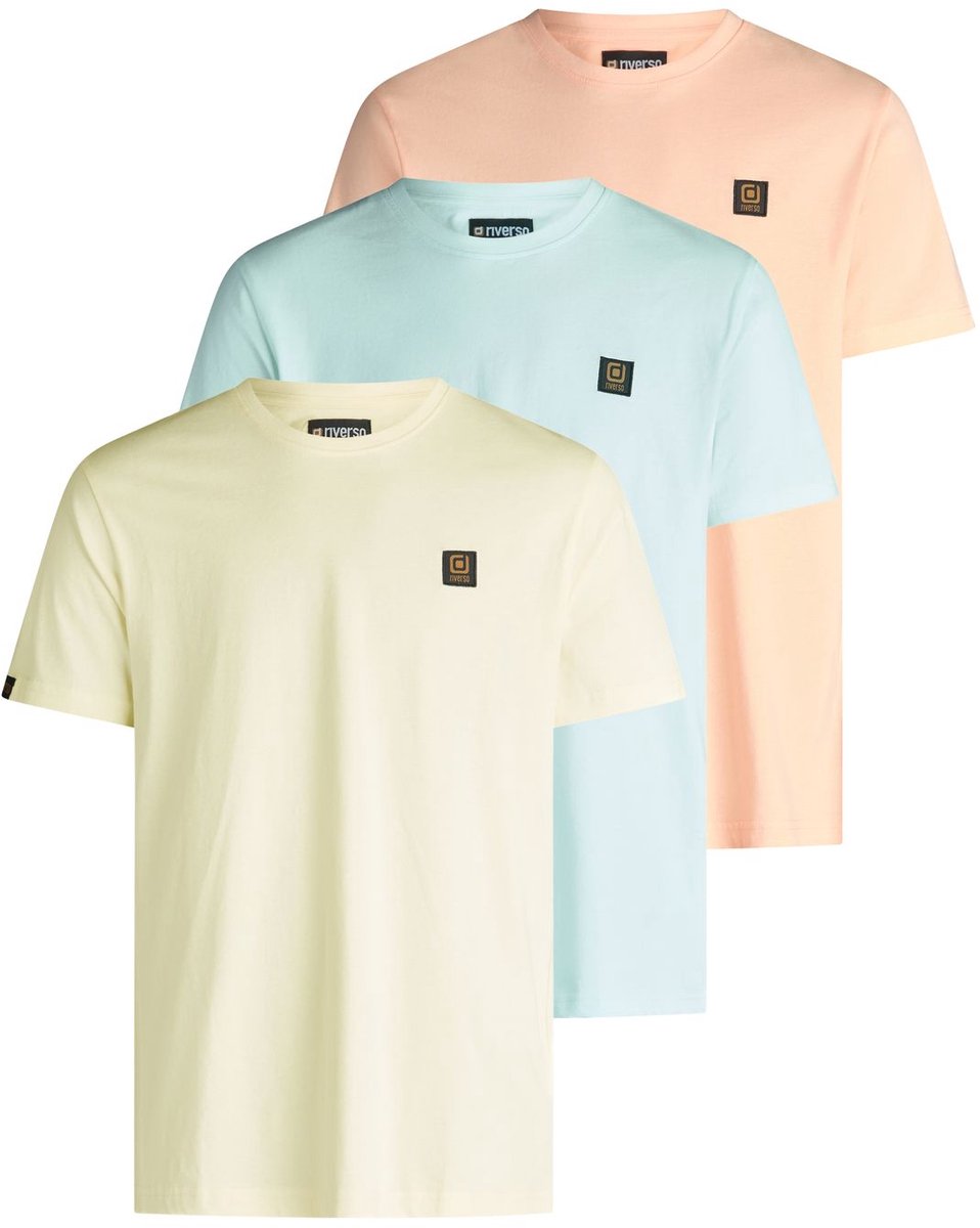 riverso Heren T-Shirt RIVGino 3 Pack Set regular fit Veelkleurig XL Ronde Hals Volwassenen gemaakt van 100% katoen