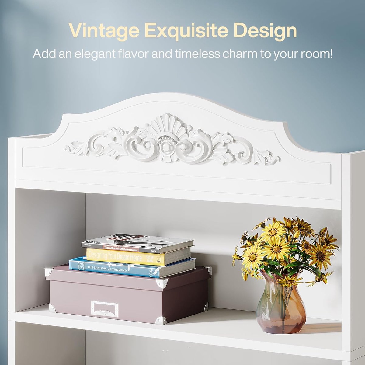 Boekenkast 190 cm hoog set van 2 – House&Garden moderne witte open boekenkast met 5 niveaus – houten staande boekenkast 80x30x190 cm – smalle design boekenkast voor woonkamer, slaapkamer en kantoor – decoratief opbergrek