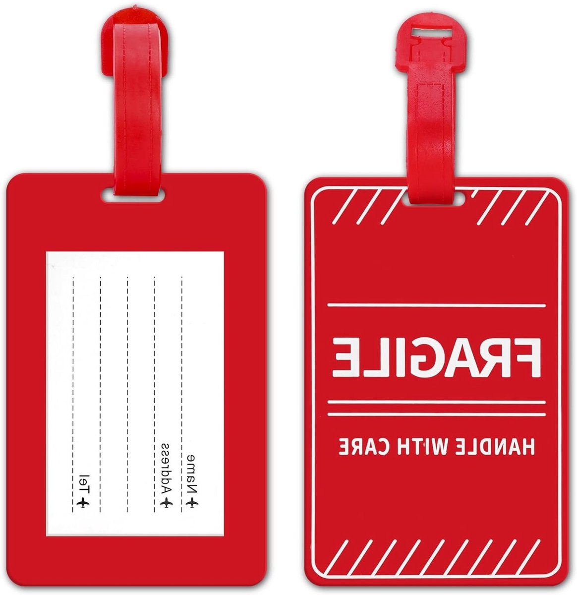 2 stuks breekbare bagagelabels met naam ID-kaart, herkenbare reislabels voor koffers en tassen, ideaal voor veilig reizen