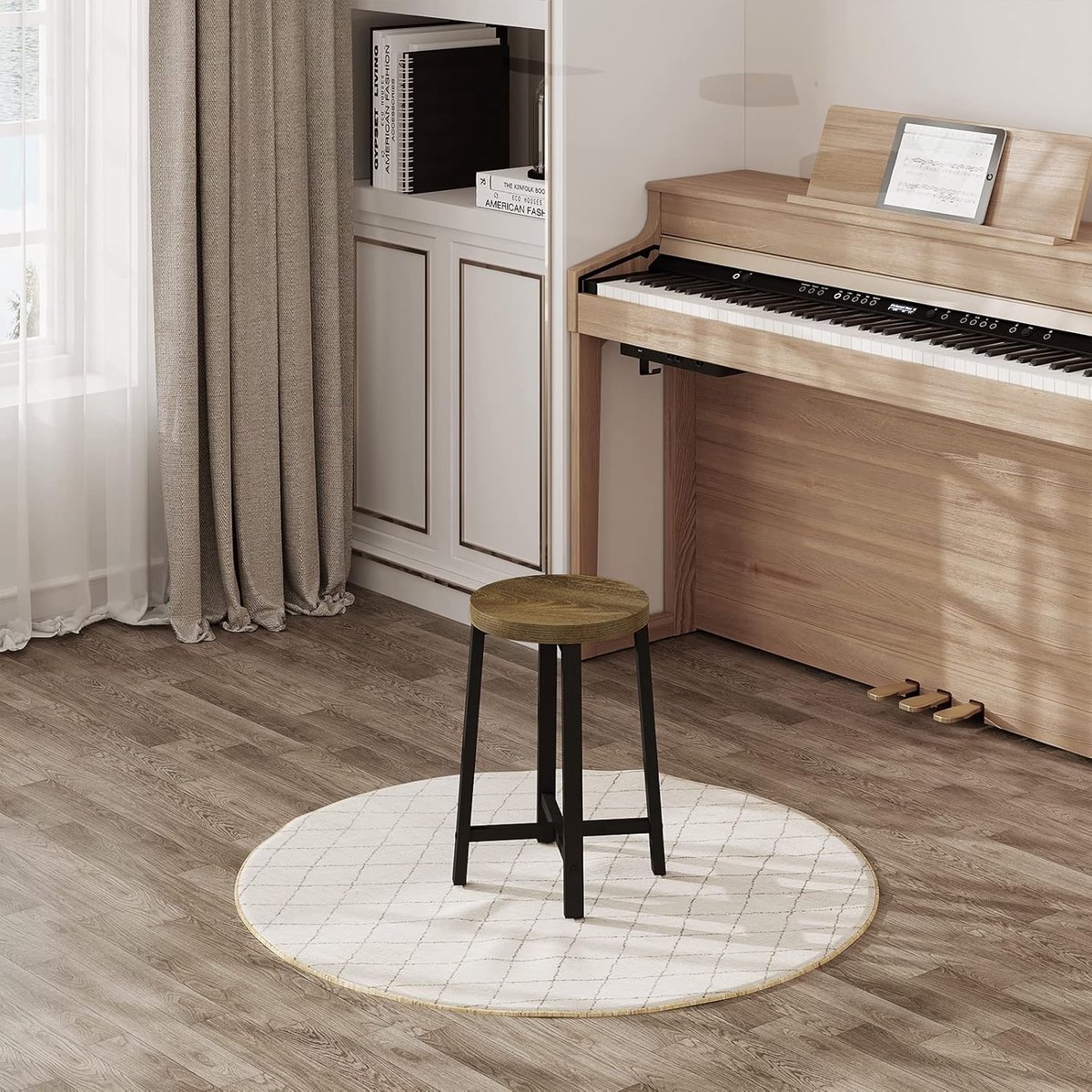 Luxe Kaptafel met LED Spiegel - Inclusief Kruk - Zwart - –Meuble Paris Industriële Keukenkrukken Zwart - Medahomestore