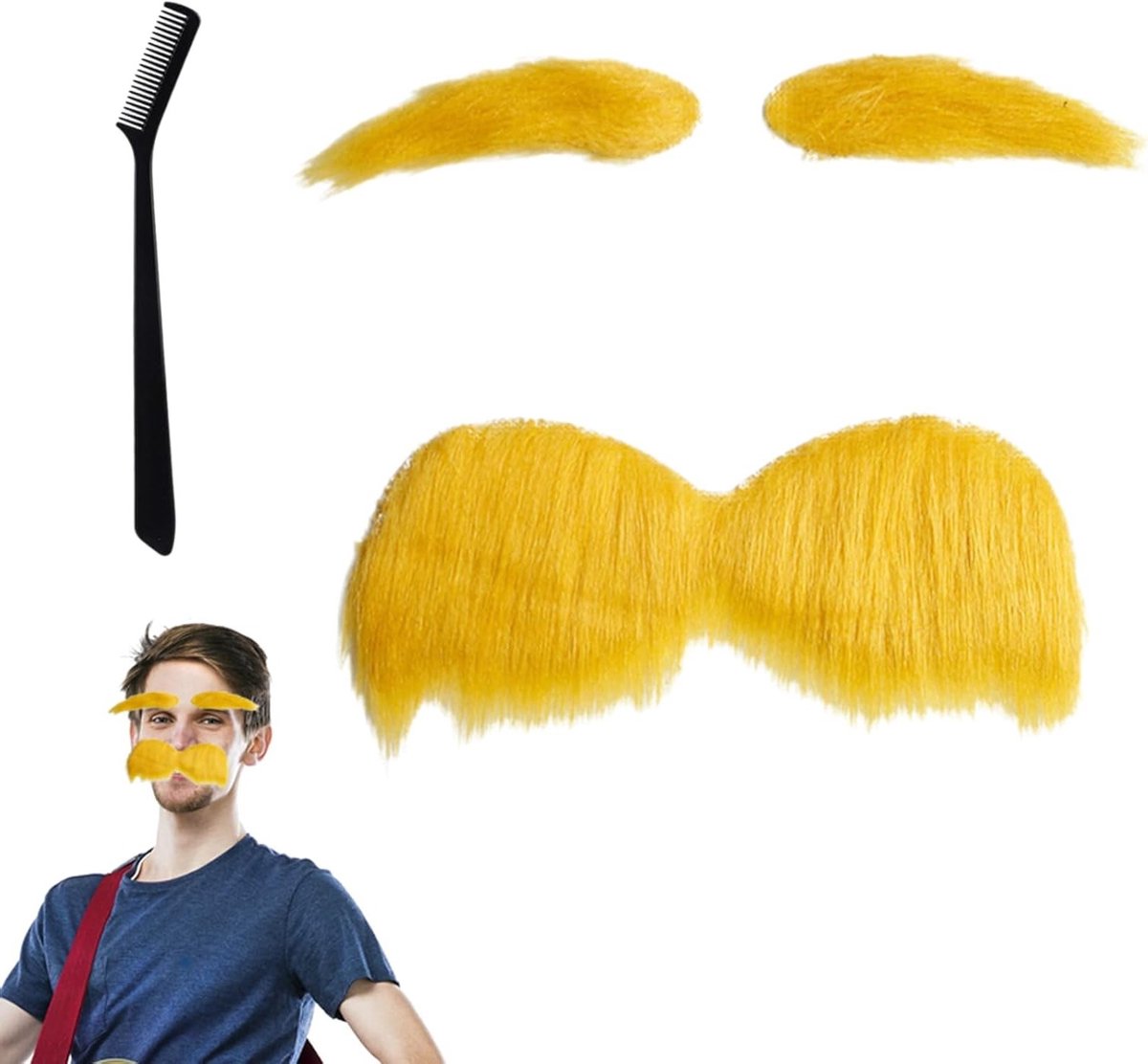 Grote Fluffy Nepproest en Wenkbrauwen Set voor Mannen en Vrouwen – Grappige Accessoire voor Feest, Kostuum en Themapartijen – Perfect voor Verkleedplezier en Creatieve Outfits