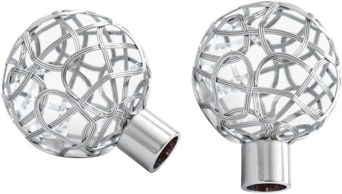 Decoratieve eindstukken voor gordijnrails, 2 stuks zilver, metalen accessoires voor raamdecoratie