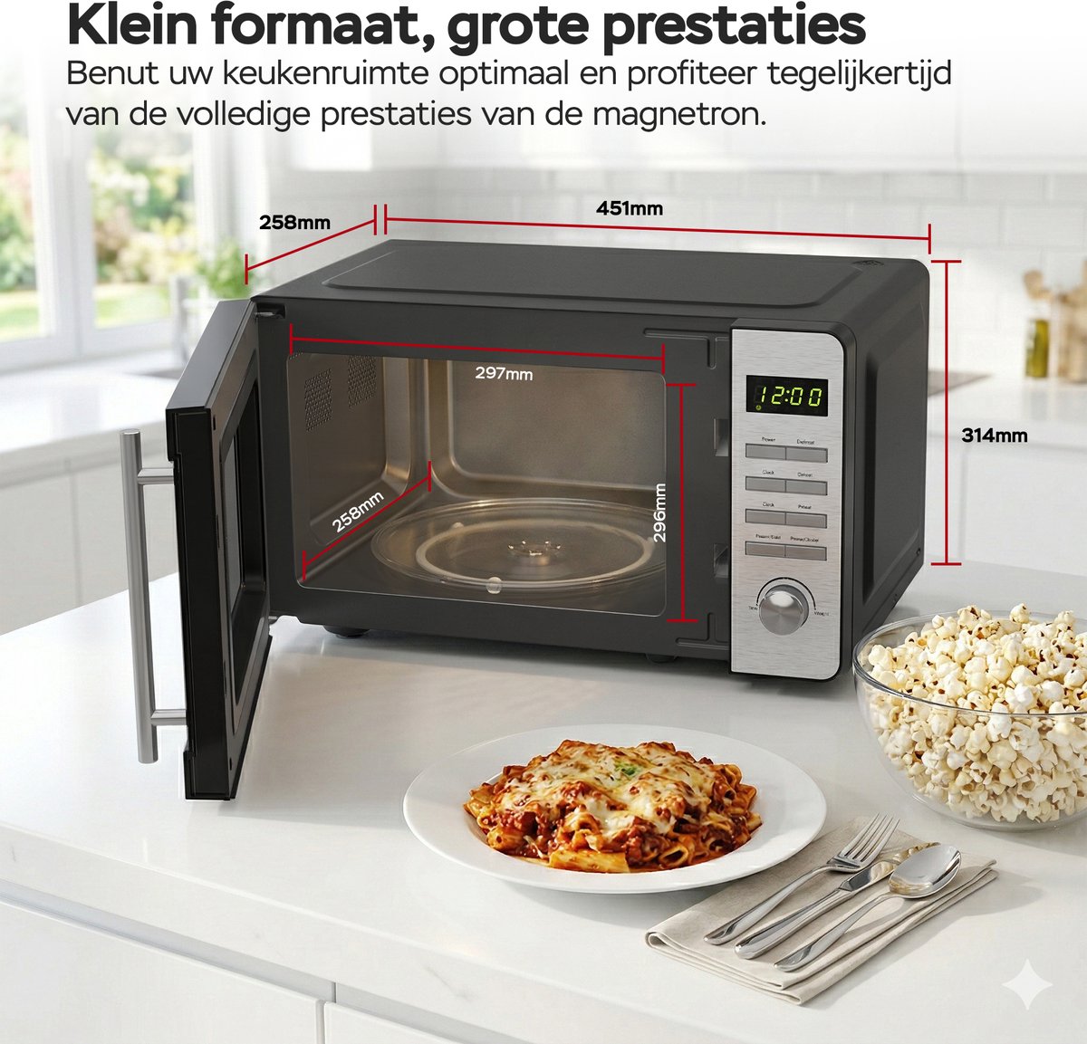 Turbotronic MW20 Vrijstaande Magnetron - 20 Liter - Zilver — afbeelding 4