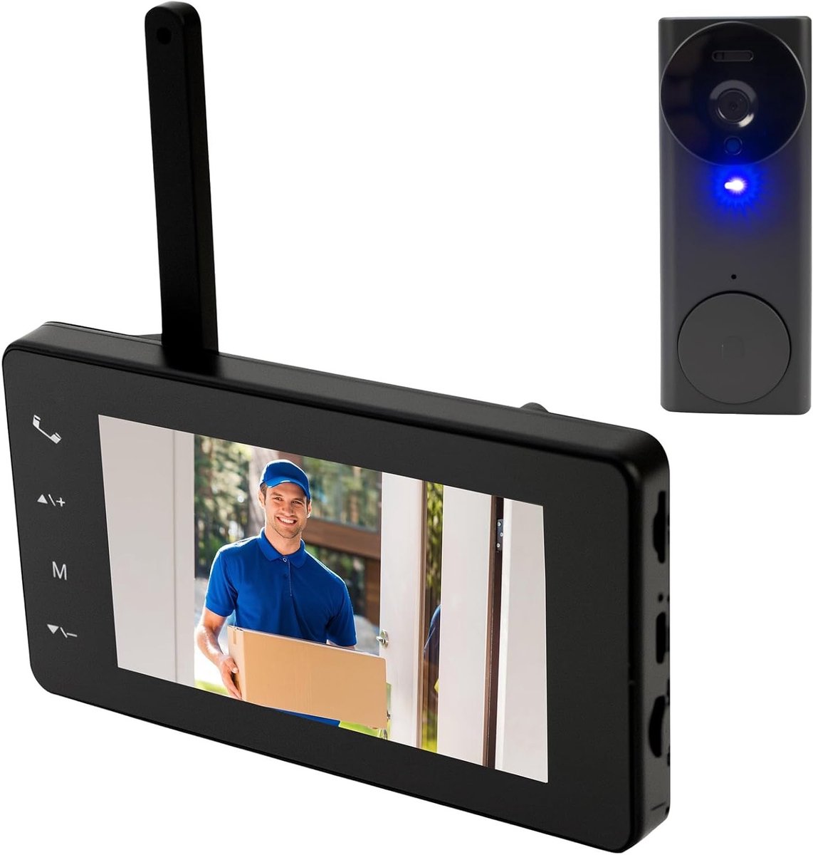 Draadloze Videodeurbel met 4.3" Kleurenbeeldscherm, 2-Weg Audio Intercom en Nachtzicht, Ideaal voor Beveiliging en Toezicht