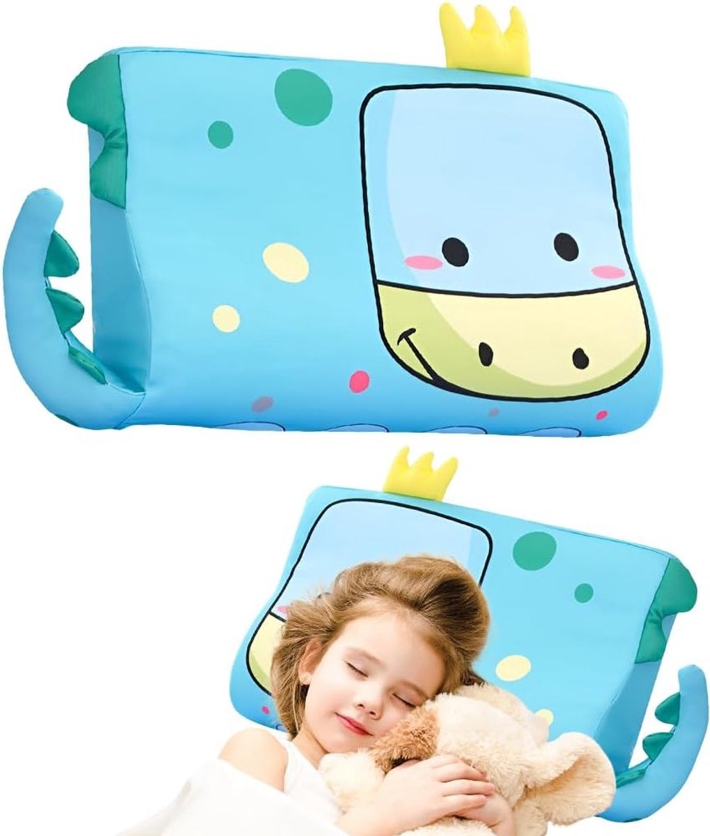 Ergonomisch Kinderkussen 45 x 27 cm met Kawaii Dierenprint, Ademend en Wasbaar voor Kinderen vanaf 3 Jaar