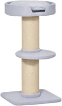 FEANDREA Kattenkrabpaal, krabpaal met sisal, kattenboom met platform van pluche 40 x 30 cm, hoogte 71, lichtgrijs PCA022W01