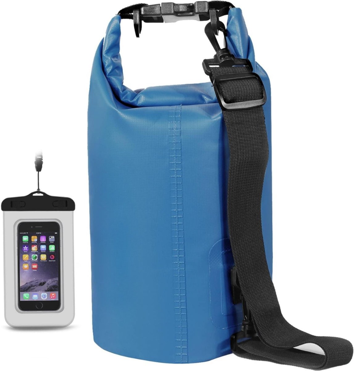 Drybag met Telefoontasje en Riemen - Waterdichte Tas / Rugzak - Strandtas - Zwemtas - Wetbag - Droogtas - Outdoor Tas - PE - 30L - Hemelsblauw - van Imperatoris