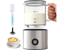 Melkopschuimer Elektrisch 4-in-1 – 500ml Glazen Beker – Automatische Melkschuimer voor Cappuccino, Latte & Warme Chocolademelk