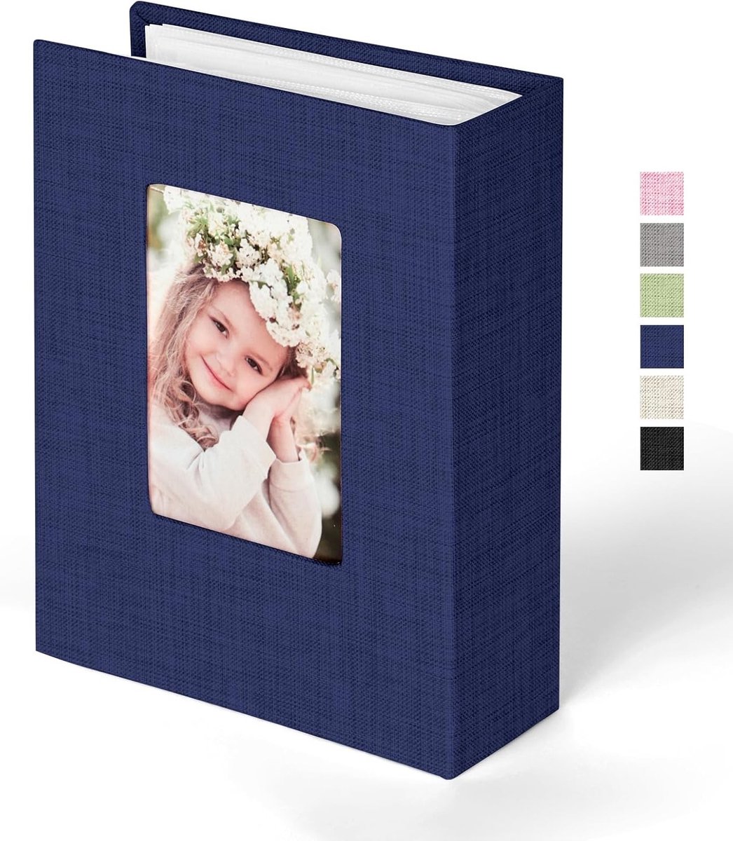 Fotoalbums 6x4 met 100 Compartimenten, Invoegbare Mini Linnen Album Boek, Geschikt voor Bruiloften, Familie, Baby Feestdagen en Persoonlijke Herinneringen (Donkerblauw)