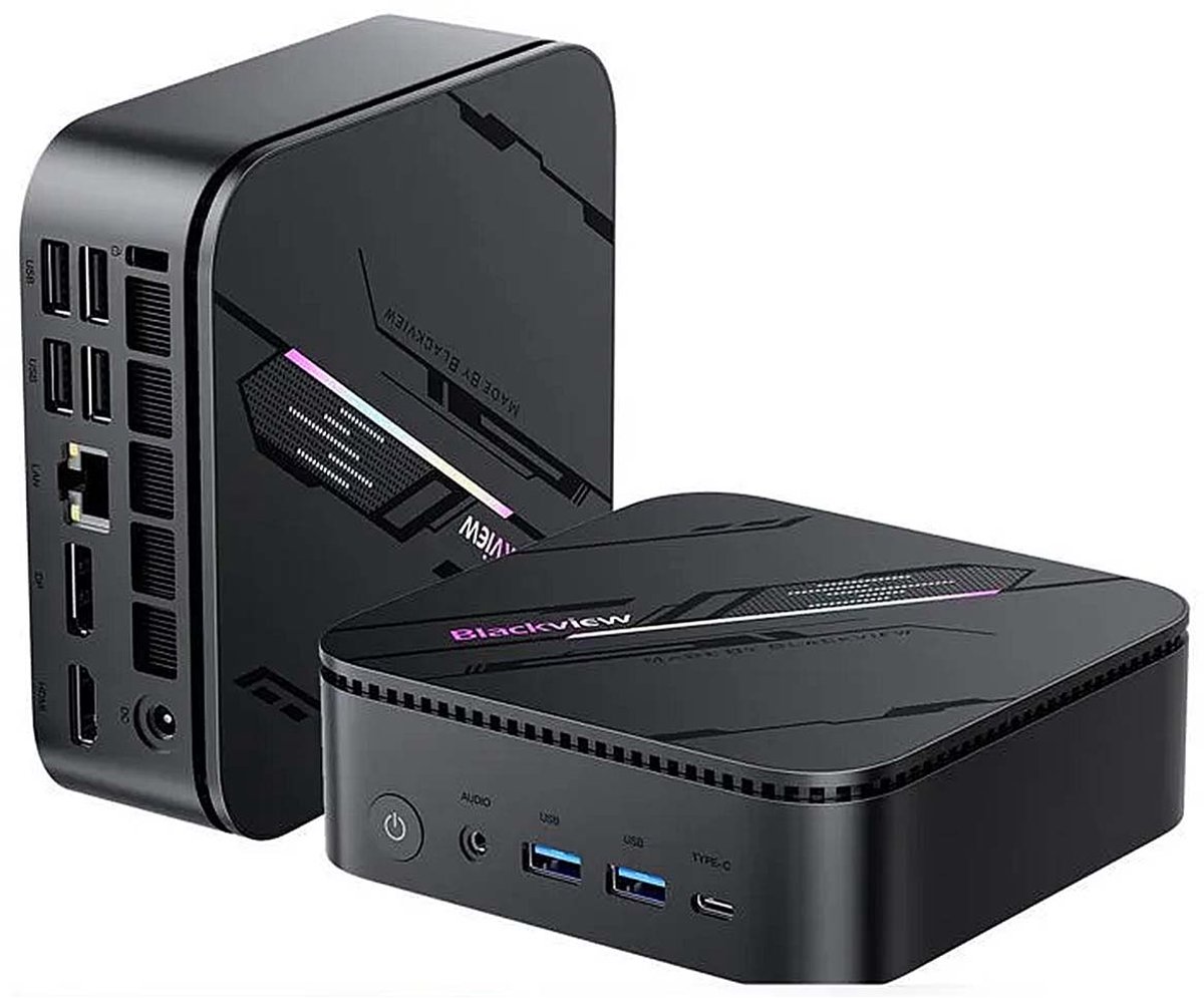 Mini PC - Blackview MP100 Pro - Intel Alder Lake i3-1215U - 16 GB DDR4 RAM - 512 GB M.2 SSD - 4K UHD - Windows 11 Pro - Tot 4,4 GHz - WiFi 6 - BT 5.2 - Microcomputers voor thuis - gaming - kantoor - Zwart