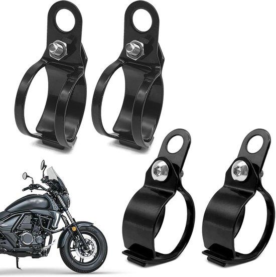 2 paar - Montagebeugels voor Motorrichtingaanwijzers - Motor richtingaanwijzer beugel - Metalen Vorkklemmen - Metalen Bevestigingsklemmen voor Richtingaanwijzers - Knipperlichten montagebeugels klemmen - 8*3 cm - zwart
