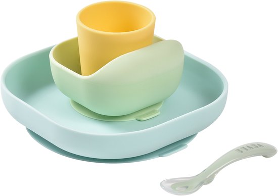 Béaba - Silicone maaltijdset - Kinderservies - 4-delig - Groen/geel van Beaba — afbeelding 2
