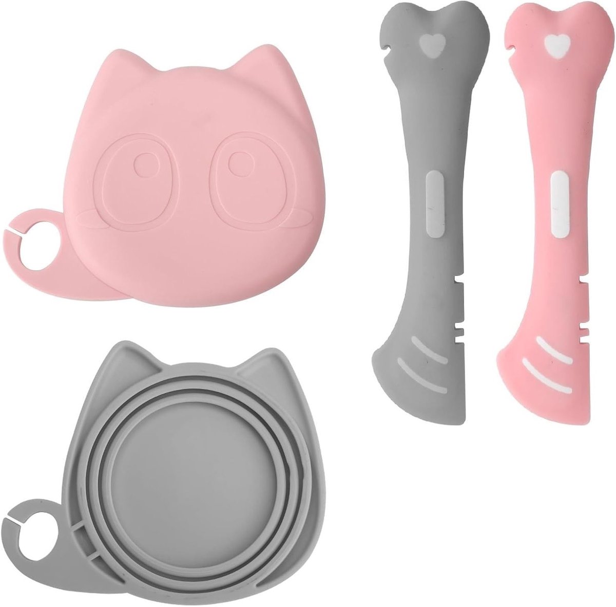 Multifunctionele Kattenvoeding Lepels met Pootvorm, BPA-vrij Siliconen Deksel en Blikopener voor Huisdieren, Ideaal voor Nat Voer en Eten