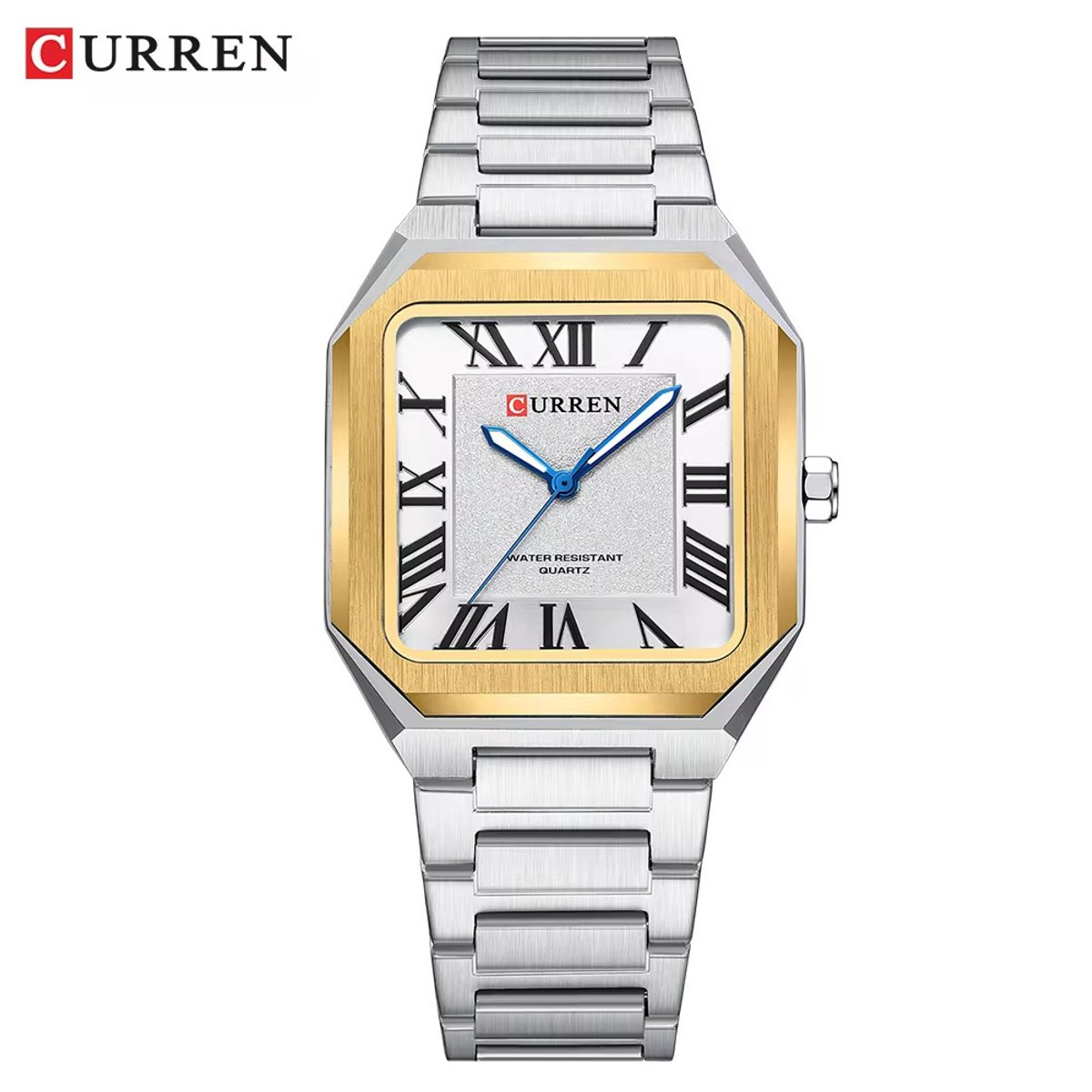 Luxe Curren Horloge | Quartz | WitGoudkleurig Wijzerplaat | Zilver Kleurige Band | 37mm