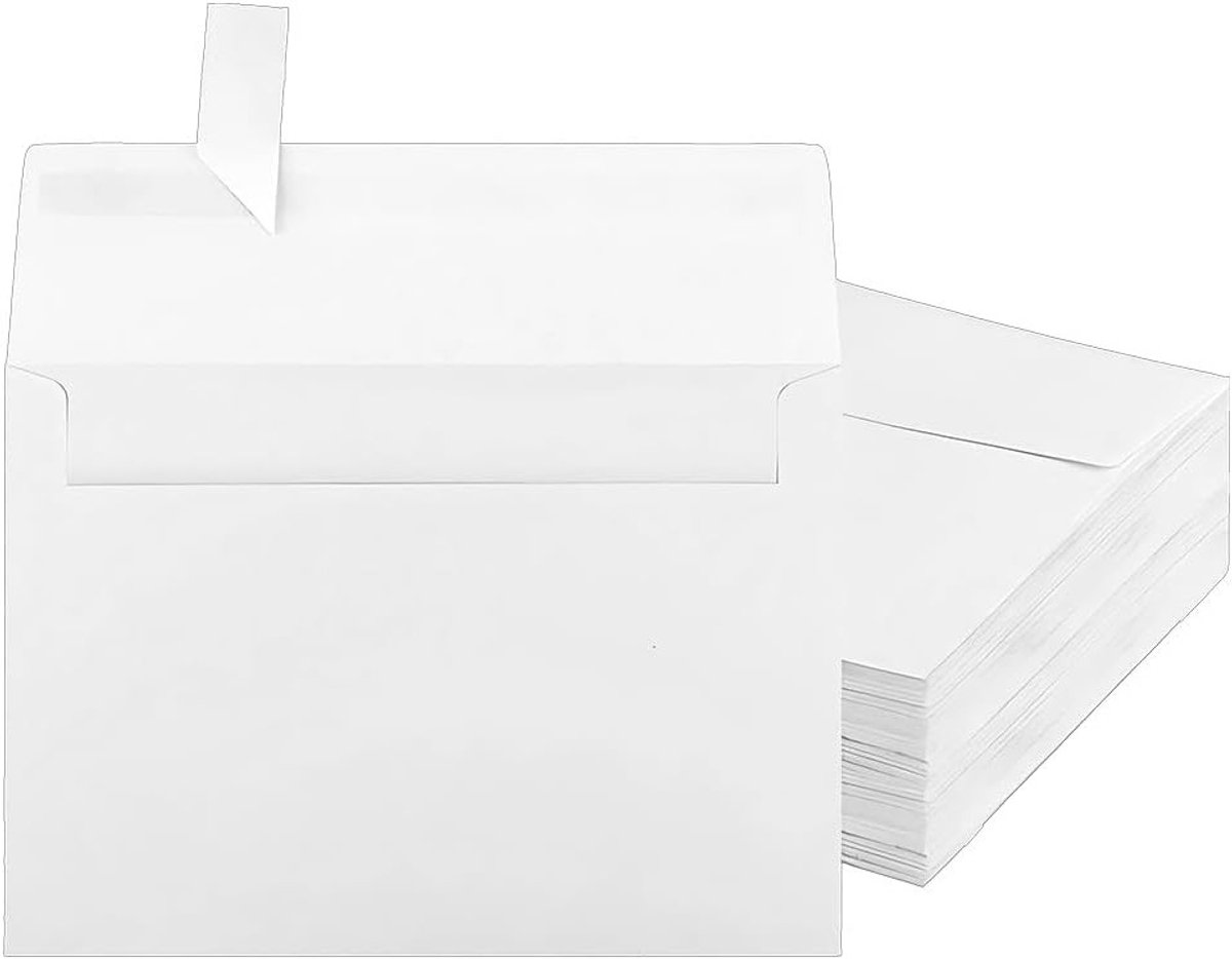 Mini Envelopes - 60 Stuks, 18 x 13 cm, Witte Flap Enveloppen voor Cadeaus, Wenskaarten en Uitnodigingen