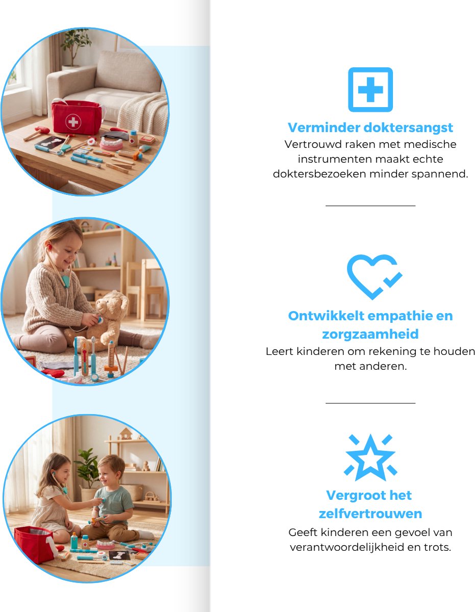 Mauzek® Dokterset Speelgoed - Montessori Speelgoed - Inc Dokterstas - Dokter Speelgoed - Dokterskoffer - Doktersset - Houten Speelgoed - Educatief Speelgoed - Peuter Speelgoed - Jongens - Meisjes - 3 jaar - 4 jaar - 5 jaar - 6 jaar — afbeelding 4