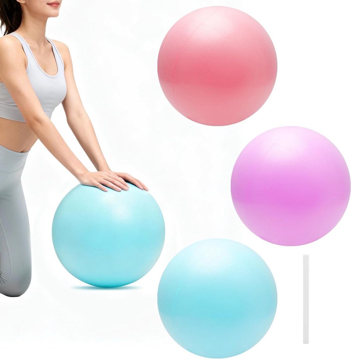 Set van 3 Pilatesballen - Zachte, Antislip en Dikke Gymnastiekballen voor Thuis, Kantoor en Fitness - Inclusief Blazer en Ideaal voor Yoga en Oefeningen