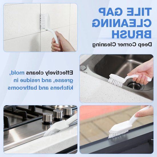 4 stuks Voegborstels Set voor Grout Reiniging, Stijve Varkenshaar V-vormige Borstels voor Smalle Hoeken, Ideaal voor Tegels en Spleten in Badkamer en Keuken van Merkloos	 — afbeelding 4