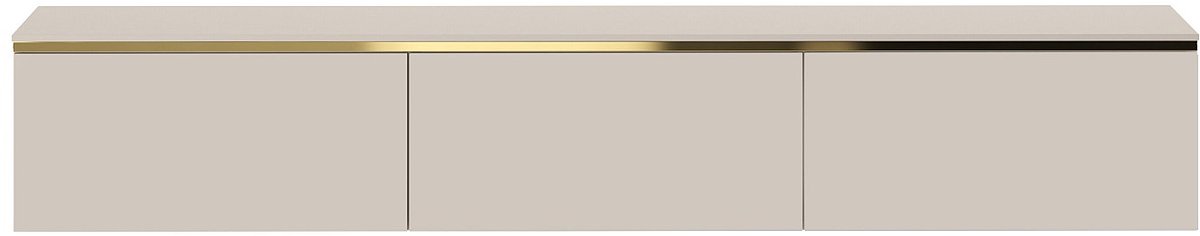 Vente-unique Zwevend tv-meubel met 3 deuren - Beige en goud - VUKIA