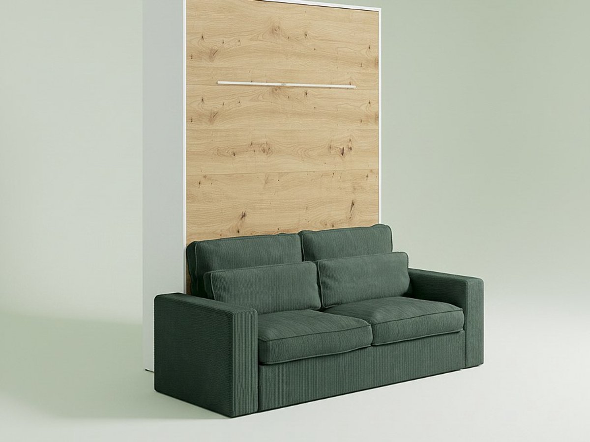 Vente-unique Bedkast hout natuurlijk licht, wit 140 x 200 cm