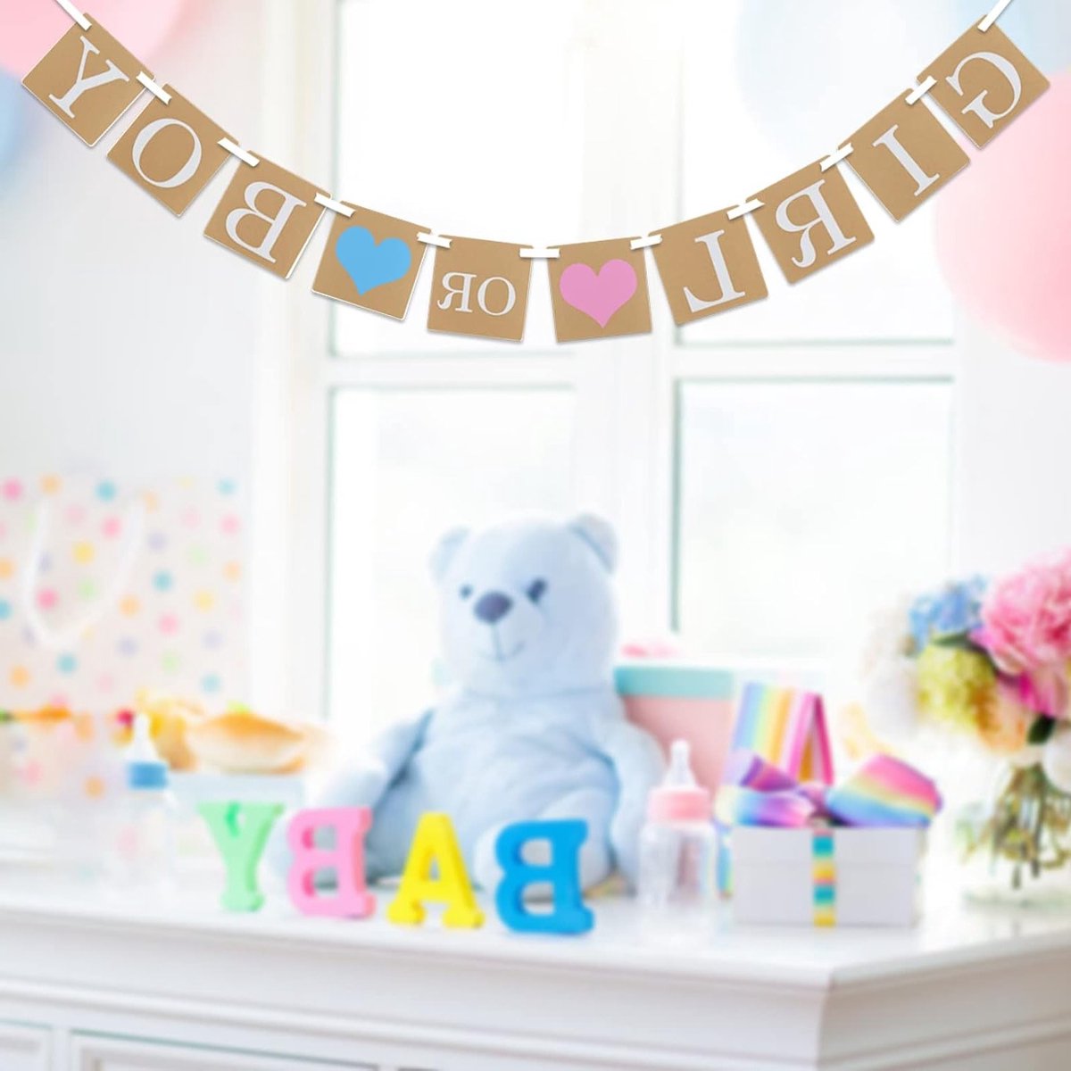Decoratieve Bunting voor Gender Reveal Party - Jongens of Meisjes, Baby Shower, Verjaardagsfeest, Feestdecoratie, Verrassingsfeest, Geboorteviering