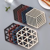 Set van 8 Hexagonale Siliconen Onderzetters (4 Kleuren, 2 Patronen), Hittebestendig en Antislip, voor Pannen, Glazen en Tafeldecoratie