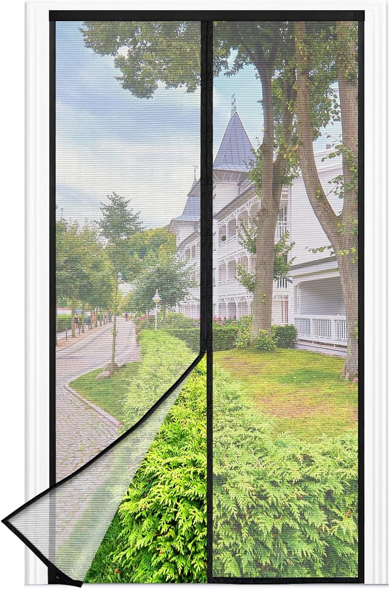 Vliegengaas- balkondeur- magnetisch- 90 x 210 cm sterke magneten- vliegengaas voor deur- 4