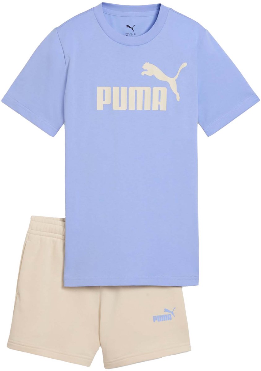T-Shirt Puma Ess No.1 Logo Tee And Shorts Set G Fashion Wear Kinderen Paars