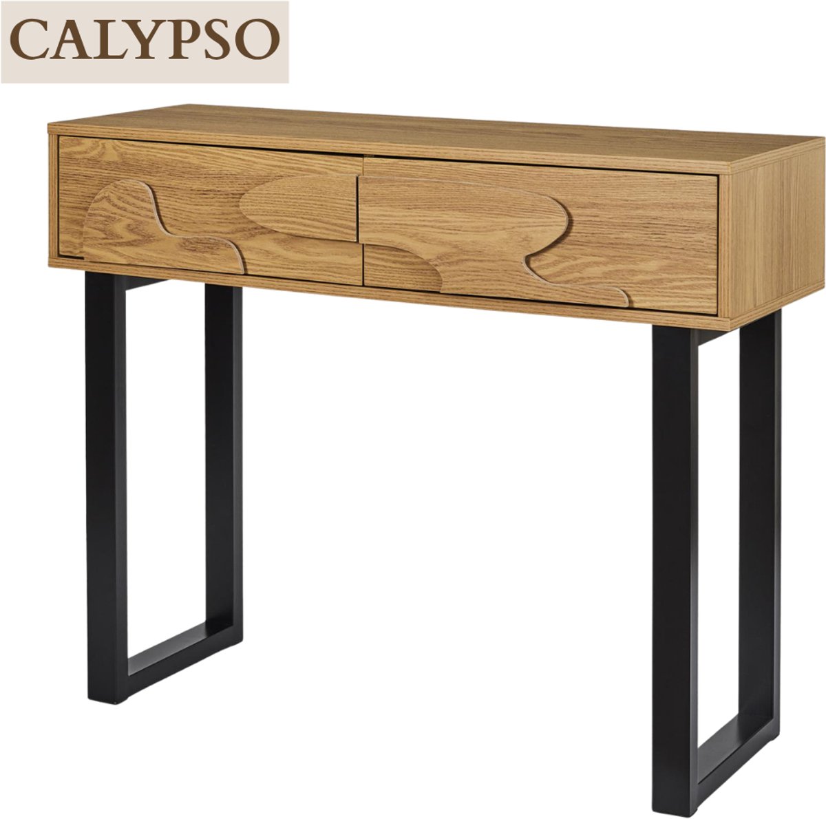 MISOU Kaptafel - Sidetable hout - Make up tafel - Sidetable met lade - Wandtafel - Haltafel met lades - Console - 100x80x35cm - CALYPSO