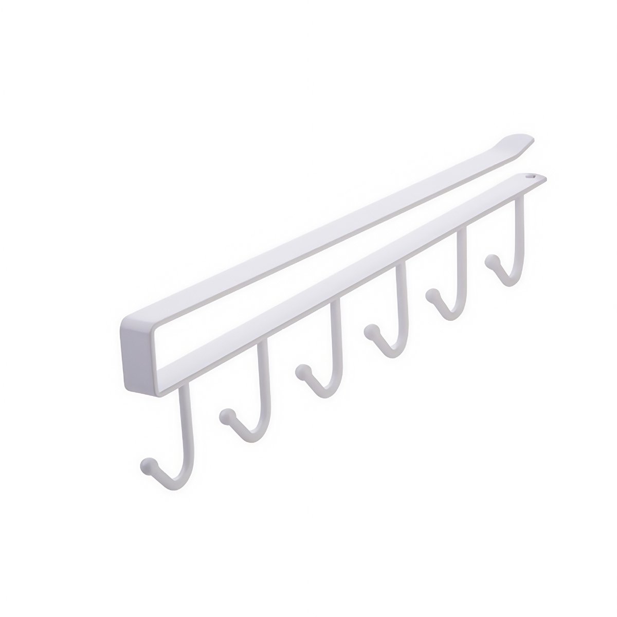 Witte wand‑pethouder met 6 haken, belastbaar tot 5 kg – voor montage achter deuren