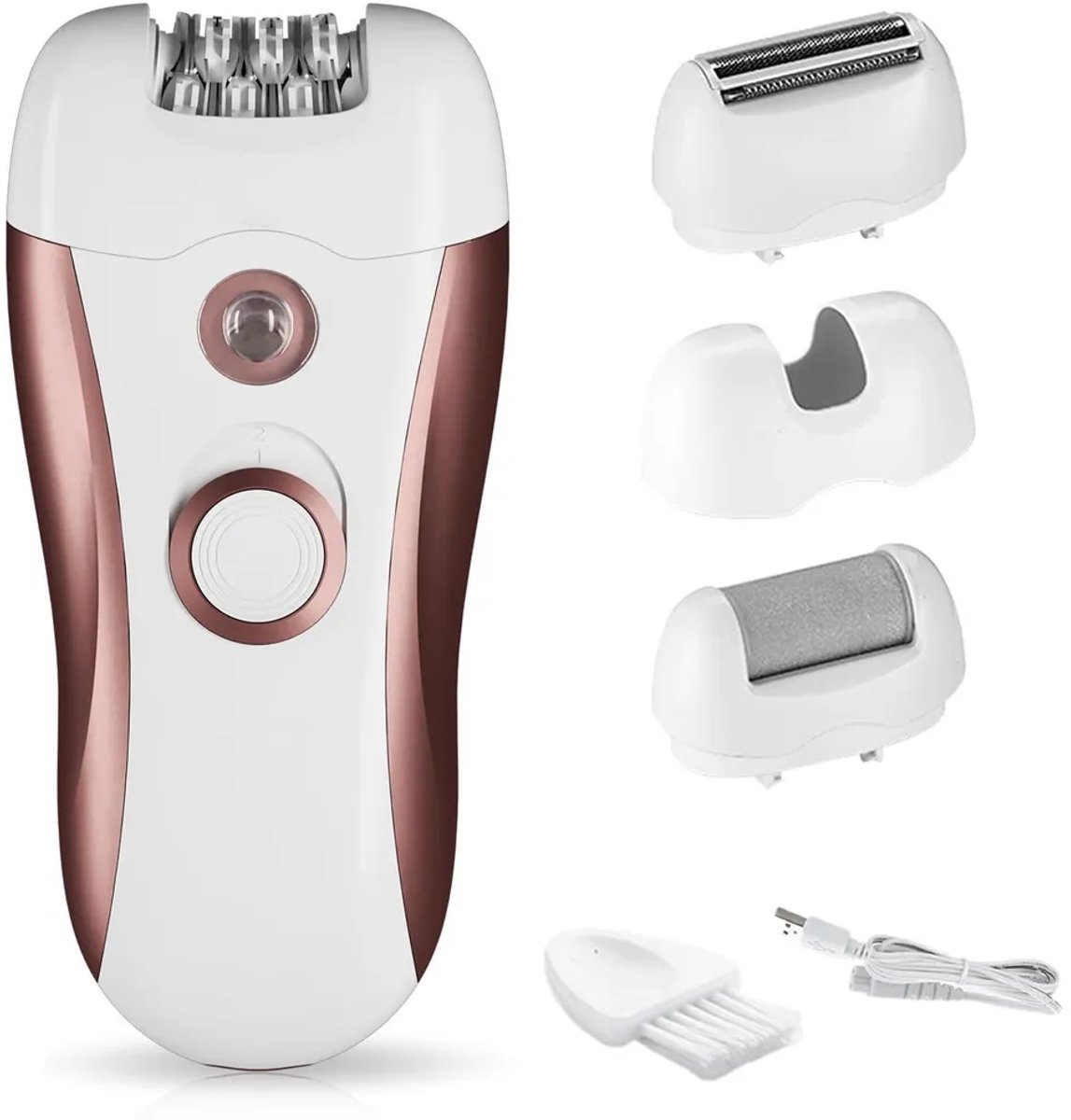 Ontharingsapparaat voor vrouwen, 4-in-1 draadloos ontharingsapparaat met LED-lampje, twee snelheidsstanden, geschikt voor gezicht, oksels, benen en intieme zones, pijnloze ontharing.